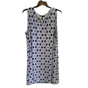 New Directions Navy and White Pattern with a touch of pink dress